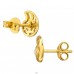 Golden Shell with Zirconia - 925 Sterling Silver Ear Studs With Zirconia Stones A4S49724