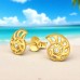Golden Shell with Zirconia - 925 Sterling Silver Ear Studs With Zirconia Stones A4S49724