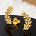 Golden Olive Leaf  with Zirconia - 925 Sterling Silver Ear Studs With Zirconia Stones A4S49728