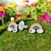 Rainbow with screw cap - 925 Sterling Silver Screw Back Ear Studs A4S49307