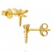 Golden Dragonfly - 925 Sterling Silver Plain Ear Studs A4S49719