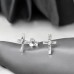 Cross rhodium plated with Diamond - 925 Sterling Silver Diamond Ear Studs A4S49876