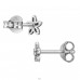 Rhodium plated flower with Diamond - 925 Sterling Silver Diamond Ear Studs A4S49862