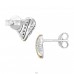  2 Tone Heart with Zirconia - 925 Sterling Silver Ear Studs With Zirconia Stones A4S49507
