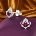7 mm Crowned Heart with Zirconia - 925 Sterling Silver Ear Studs With Zirconia Stones A4S50096