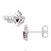 7 mm Crowned Heart with Zirconia - 925 Sterling Silver Ear Studs With Zirconia Stones A4S50096