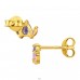 Golden Marquise with Zirconia - 925 Sterling Silver Ear Studs With Zirconia Stones A4S49510