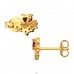 Golden Heart Shape with Zirconia - 925 Sterling Silver Ear Studs With Zirconia Stones A4S49512