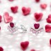 Heart Shape with Zirconia - 925 Sterling Silver Ear Studs With Zirconia Stones A4S49511