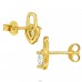 Golden Padlock Heart - 925 Sterling Silver Ear Studs With Zirconia Stones A4S50061