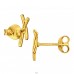 Pozłacane Skrzyżowane Linie 10mm - Srebro Próby 925 Kolczyki Sztyfty Zwykłe A4S49824