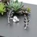Olive Branch Oxidized - 925 Sterling Silver Plain Ear Studs A4S50098