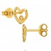 Szív aranyozott gyémánttal - 925 Ezüst Diamond Ear Studs A4S49881