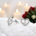 Szív ródiummal és gyémánttal bevonva - 925 Ezüst Diamond Ear Studs A4S49882