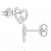  Open Heart with Zirconia - 925 Sterling Silver Ear Studs With Zirconia Stones A4S49690