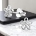 6 mm Flower with Zirconia - 925 Sterling Silver Ear Studs With Zirconia Stones A4S49902