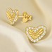 Goldenes Herz in unregelmäßiger Form mit Zirkonia - 925Er Silber Ohrstecker Mit Zirkonia Steinen A4S49996