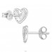 Irregular Shaped Heart - 925 Sterling Silver Ear Studs With Zirconia Stones A4S49995