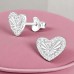 Irregular Shaped Heart - 925 Sterling Silver Ear Studs With Zirconia Stones A4S49995