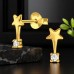 Golden Star with Zirconia - 925 Sterling Silver Ear Studs With Zirconia Stones A4S50011