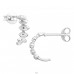 Patterned Half Circles with Zirconia - 925 Sterling Silver Ear Studs With Zirconia Stones A4S50019