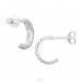 Pattern Half Hoop - 925 Sterling Silver Plain Ear Studs A4S50018