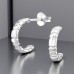 Pattern Half Hoop - 925 Sterling Silver Plain Ear Studs A4S50018