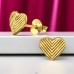 Golden Chevron Pattern Heart - 925 Sterling Silver Plain Ear Studs A4S50016