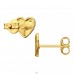 Golden Chevron Pattern Heart - 925 Sterling Silver Plain Ear Studs A4S50016