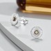 8 mm Rippled Circle with Opal - 925 Sterling Silver Ear Studs With Semi-Precious Stones A4S50193