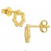 8 mm Golden Wreath with Zirconia - 925 Sterling Silver Ear Studs With Zirconia Stones A4S49998