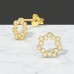 8 mm Golden Wreath with Zirconia - 925 Sterling Silver Ear Studs With Zirconia Stones A4S49998