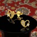 8 mm Golden Heart with Zircons - 925 Sterling Silver Ear Studs With Zirconia Stones A4S50188