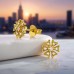 7 mm Golden Flower with Zirconia - 925 Sterling Silver Ear Studs With Zirconia Stones A4S50185