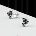 Three Skull Oxidized - 925 Sterling Silver Plain Ear Studs A4S50192