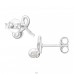 Stylized Ribbon with Pearl - 925 Sterling Silver Ear Studs With Pearls A4S50278