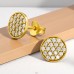 Golden Round with Zirconia - 925 Sterling Silver Ear Studs With Zirconia Stones A4S49061