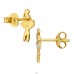 Golden Ballet Dancer with Crystals - 925 Sterling Silver Ear Studs With Crystal Stones A4S49730