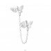 Butterflies connected by a chain - 925 Sterling Silver Double-Sided Ear Studs A4S49920
