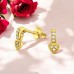 Dangling Heart with Zirconia - 925 Sterling Silver Ear Studs With Zirconia Stones A4S49521
