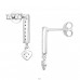 Bar With Dangling Heart - 925 Sterling Silver Ear Studs With Zirconia Stones A4S49524