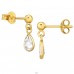 Golden Pear with Zirconia - 925 Sterling Silver Ear Studs With Zirconia Stones A4S49727
