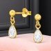 Golden Pear with Zirconia - 925 Sterling Silver Ear Studs With Zirconia Stones A4S49727
