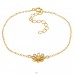 Golden Flower with Zirconia - 925 Sterling Silver Bracelets With Silver Chain A4S49743