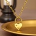 Golden Heart Lock - 925 Sterling Silver Necklace Without Stones A4S49815