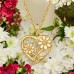 Golden Heart with Flower and Crystals - 925 Sterling Silver Necklace With Stones A4S49479