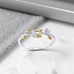 Twig with Golden Leaves - 925 Sterling Silver Rings With Stones A4S49811