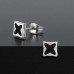 6 mm Square With Black Four-Lobed Pattern - 316L Surgical Grade Stainless Steel Steel Ear Studs A4S50249